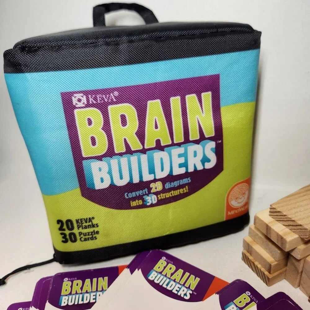KEVA Brain Builders Puzzle Brain Teasers Challenges Logic Games Building Blocks